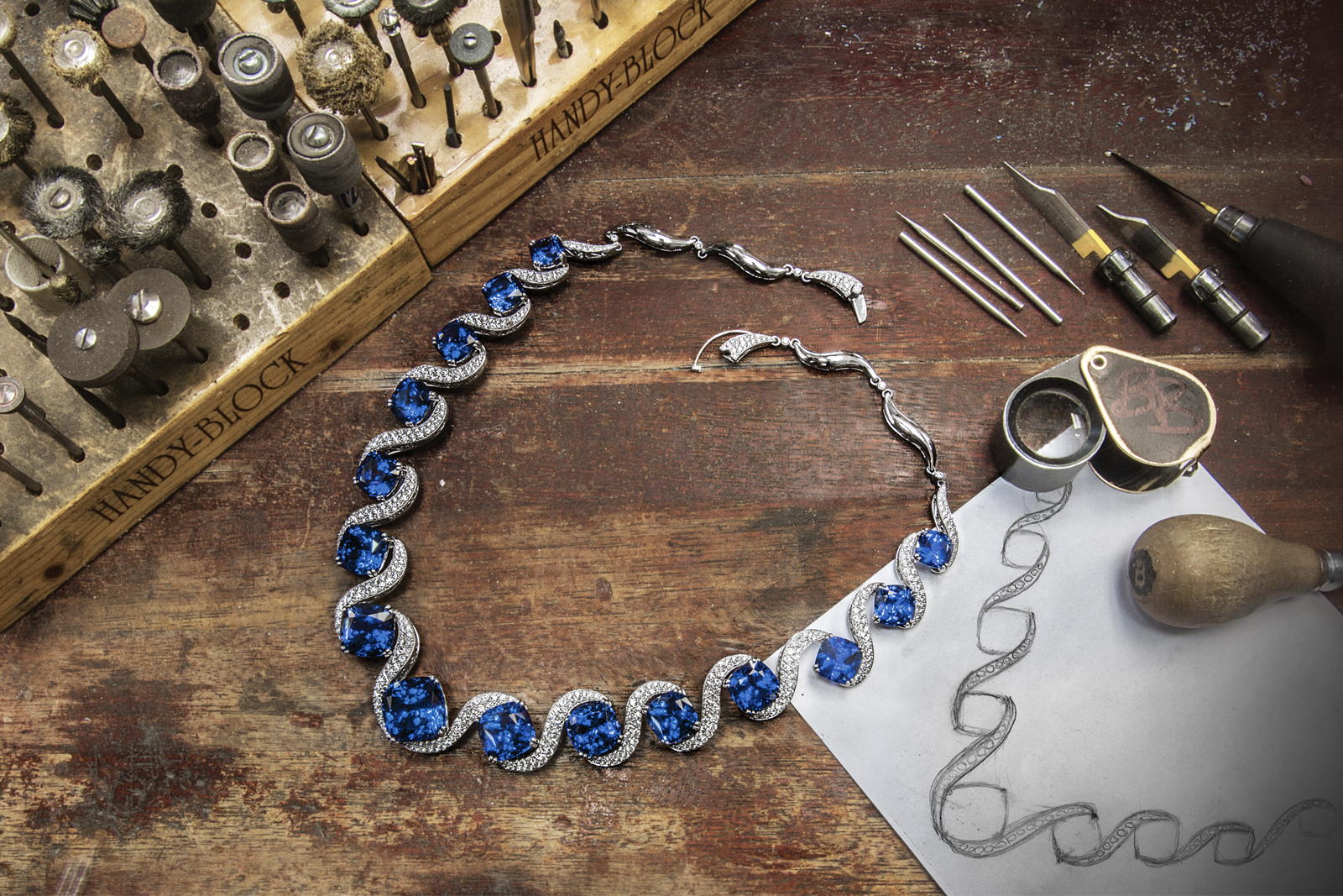 Tanzanite Necklace on Workbench
