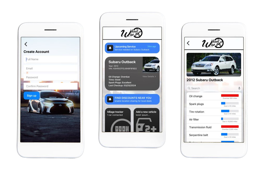 WheelWise Phone Screens